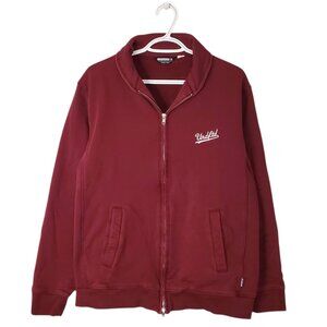 Undefeated embroidered script zip up sweatshirt red size XL